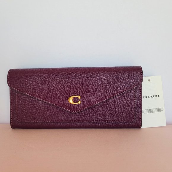 COACH Wyn Crossgrain Leather Wallet –Deep Berry - Picture 1 of 16
